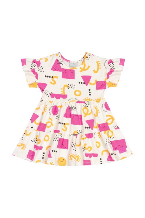 Vestido em Cotton para Bebê Menina (Off White) Quimby