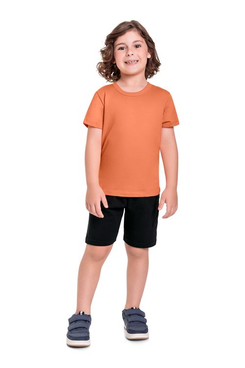 Camiseta Básica Infantil em Meia Malha para Menino (Laranja) Bee Loop