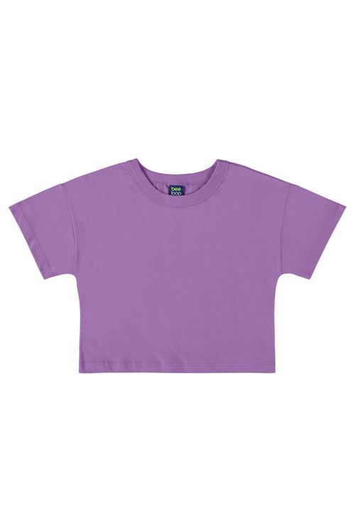 Camiseta Básica Infantil em Meia Malha para Menina (Roxo) Bee Loop