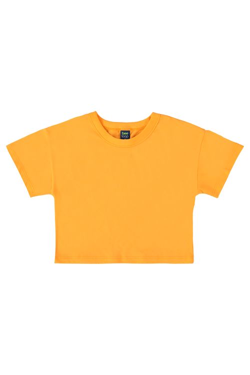 Camiseta Básica Infantil em Meia Malha para Menina (Amarelo) Bee Loop