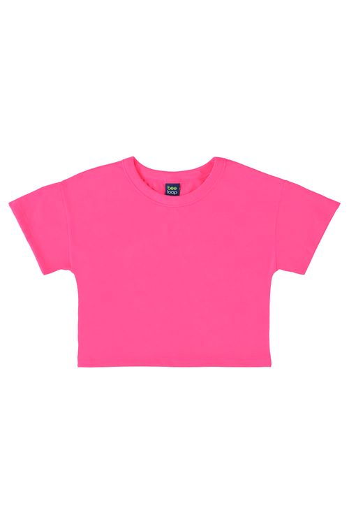 Camiseta Básica Infantil em Meia Malha para Menina (Rosa) Bee Loop