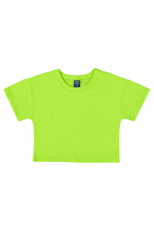 Camiseta Básica Infantil em Meia Malha para Menina (Verde) Bee Loop