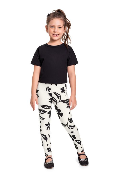 Camiseta Básica Infantil em Meia Malha para Menina (Preto) Bee Loop