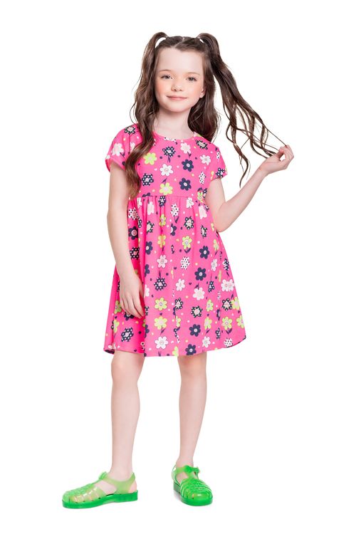 Vestido Infantil em Meia Malha (Rosa) Bee Loop