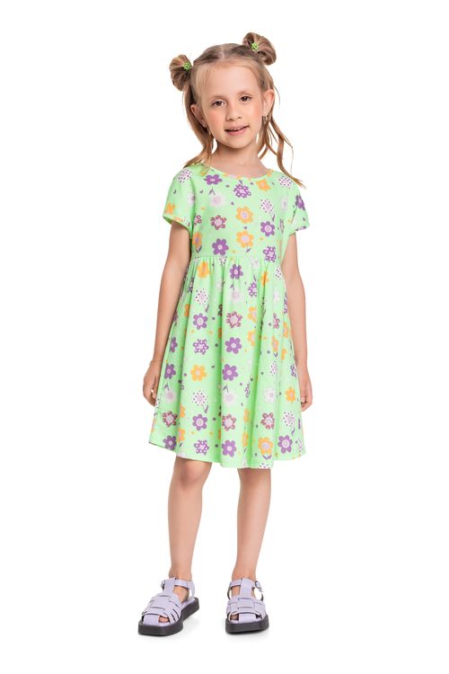 Vestido Infantil em Meia Malha (Verde) Bee Loop