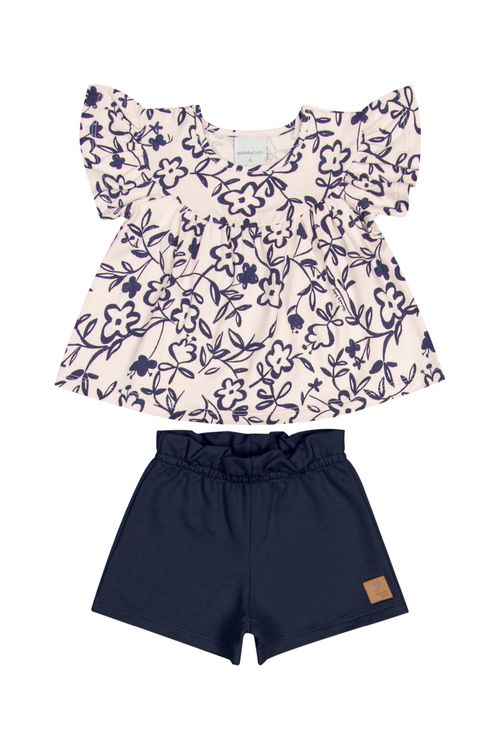 Conjunto com Bata e Short para Bebê Menina (Rosa) Quimby