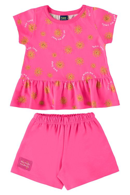 Conjunto com Blusa e Short para Bebê Menina (Rosa) Bee Loop