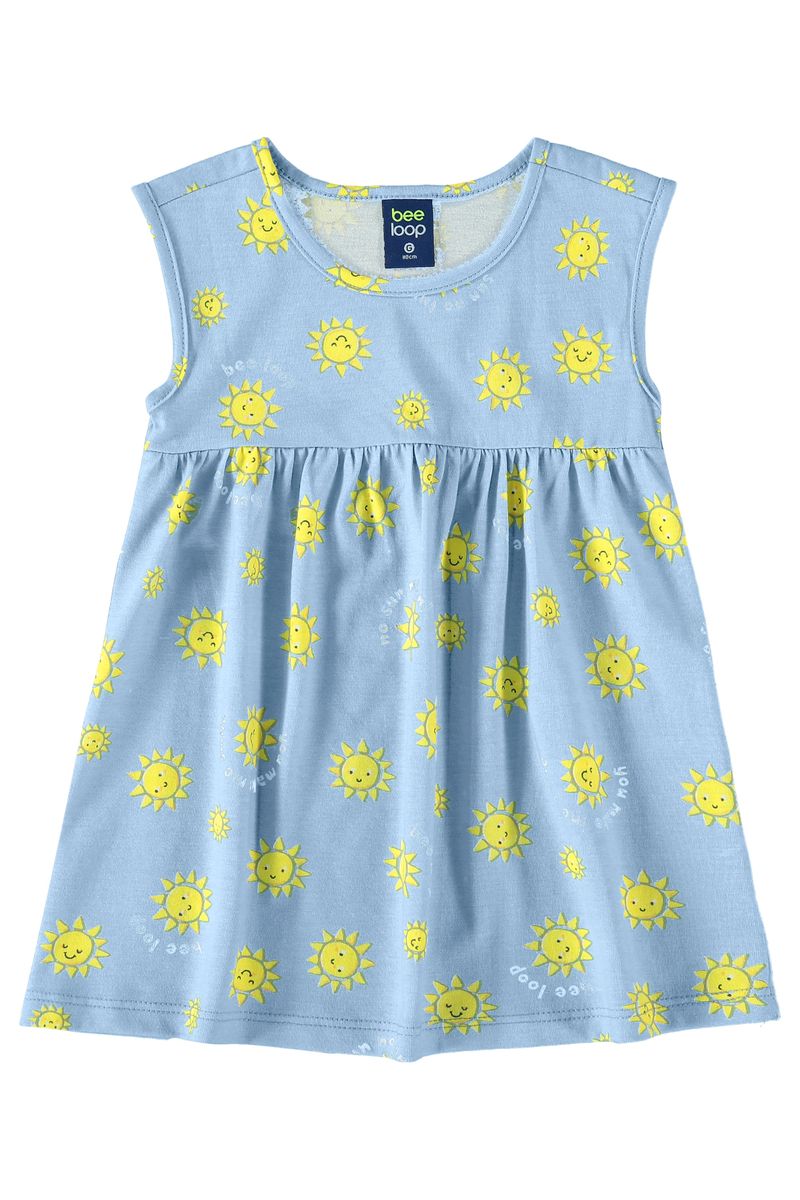 Vestido-em-Meia-Malha-para-Bebe-Menina--Azul-Claro--Bee-Loop