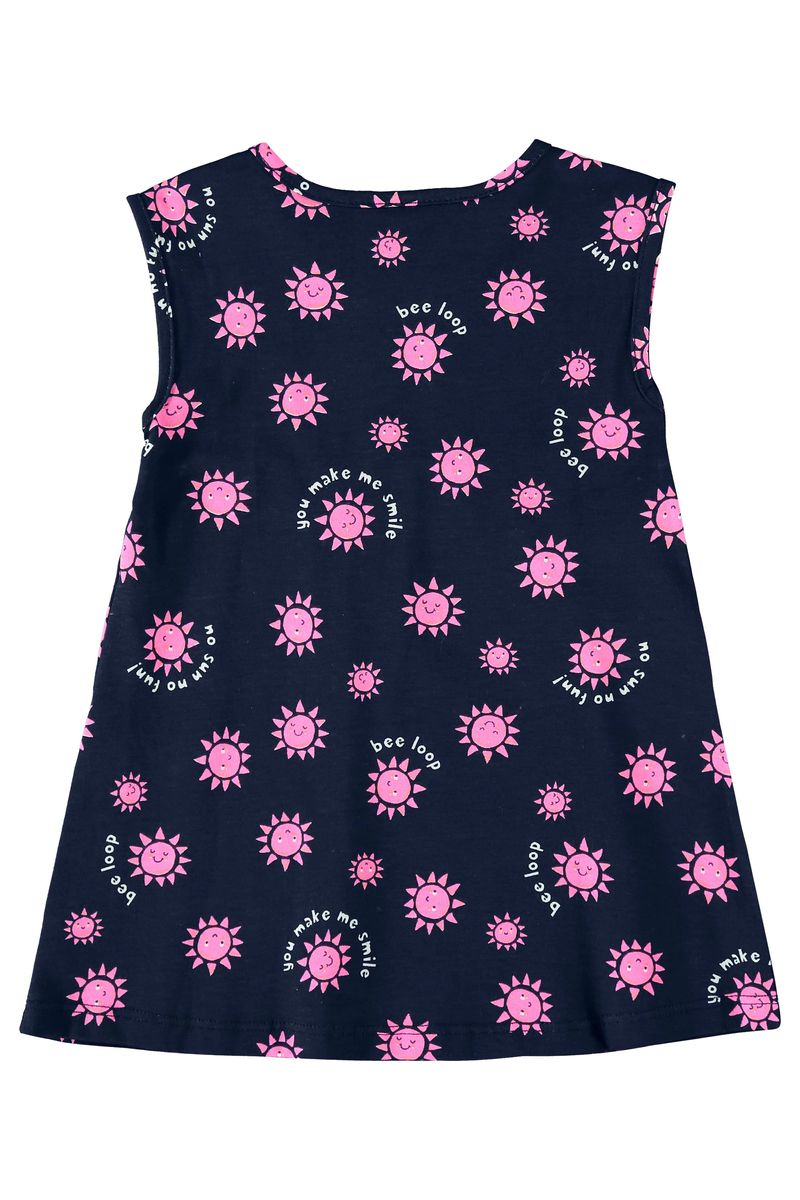 Vestido-em-Meia-Malha-para-Bebe-Menina--Azul-Marinho--Bee-Loop
