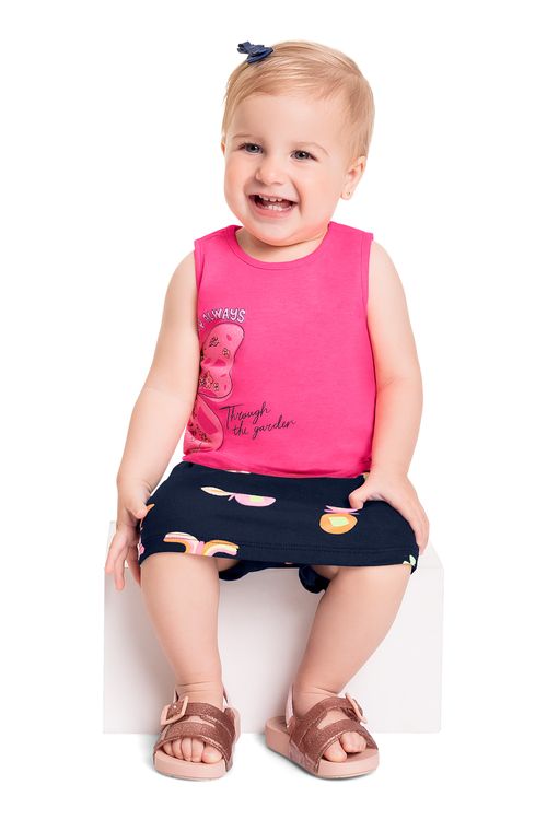 Conjunto com Blusa e Short-Saia para Bebê Menina (Rosa) Bee Loop