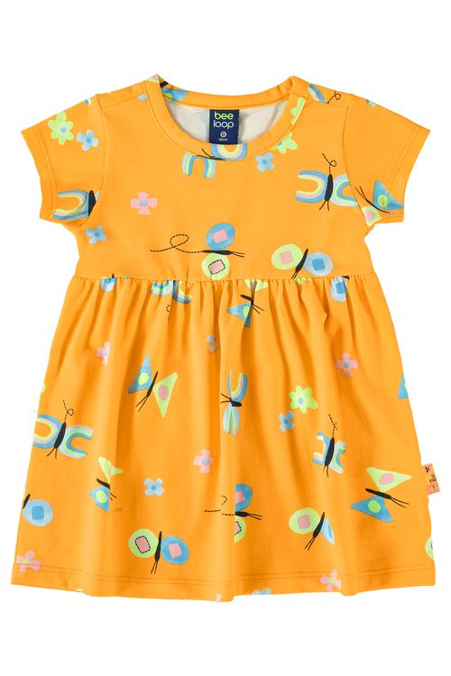 Vestido em Cotton para Bebê Menina (Amarelo) Bee Loop