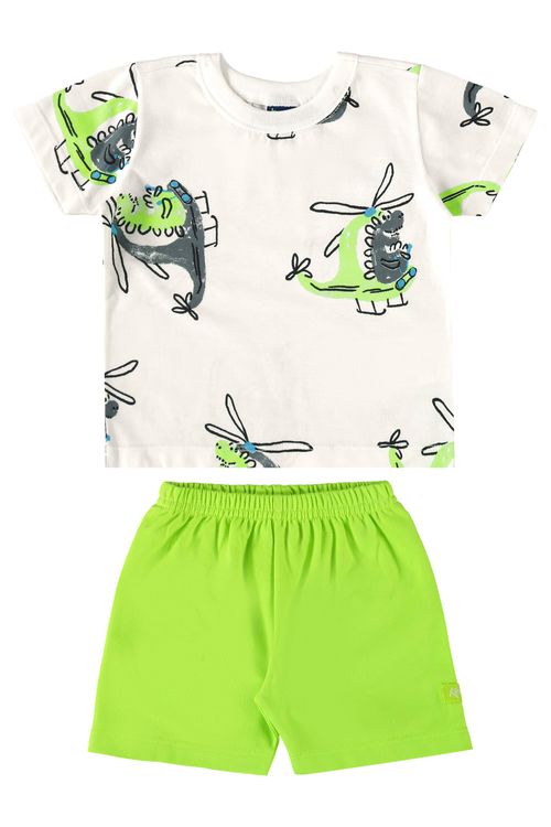 Conjunto com Camiseta e Bermuda para Bebê Menino (Off White) Bee Loop