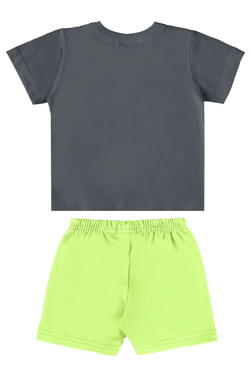 Conjunto-Camiseta-e-Bermuda-para-Bebe-Menino--Cinza--Bee-Loop