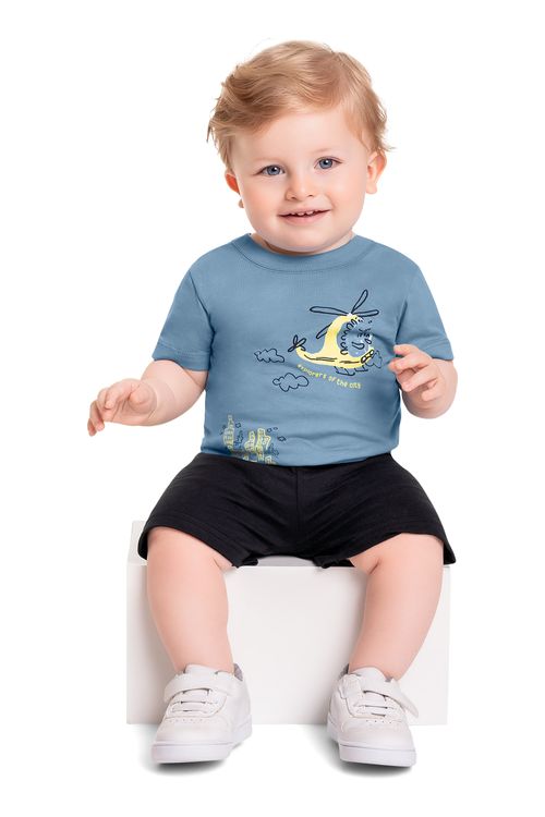 Conjunto Camiseta e Bermuda para Bebê Menino (Azul) Bee Loop