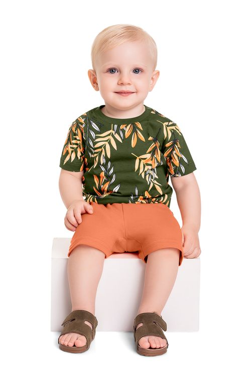 Conjunto com Camiseta e Bermuda para Bebê Menino (Verde) Bee Loop