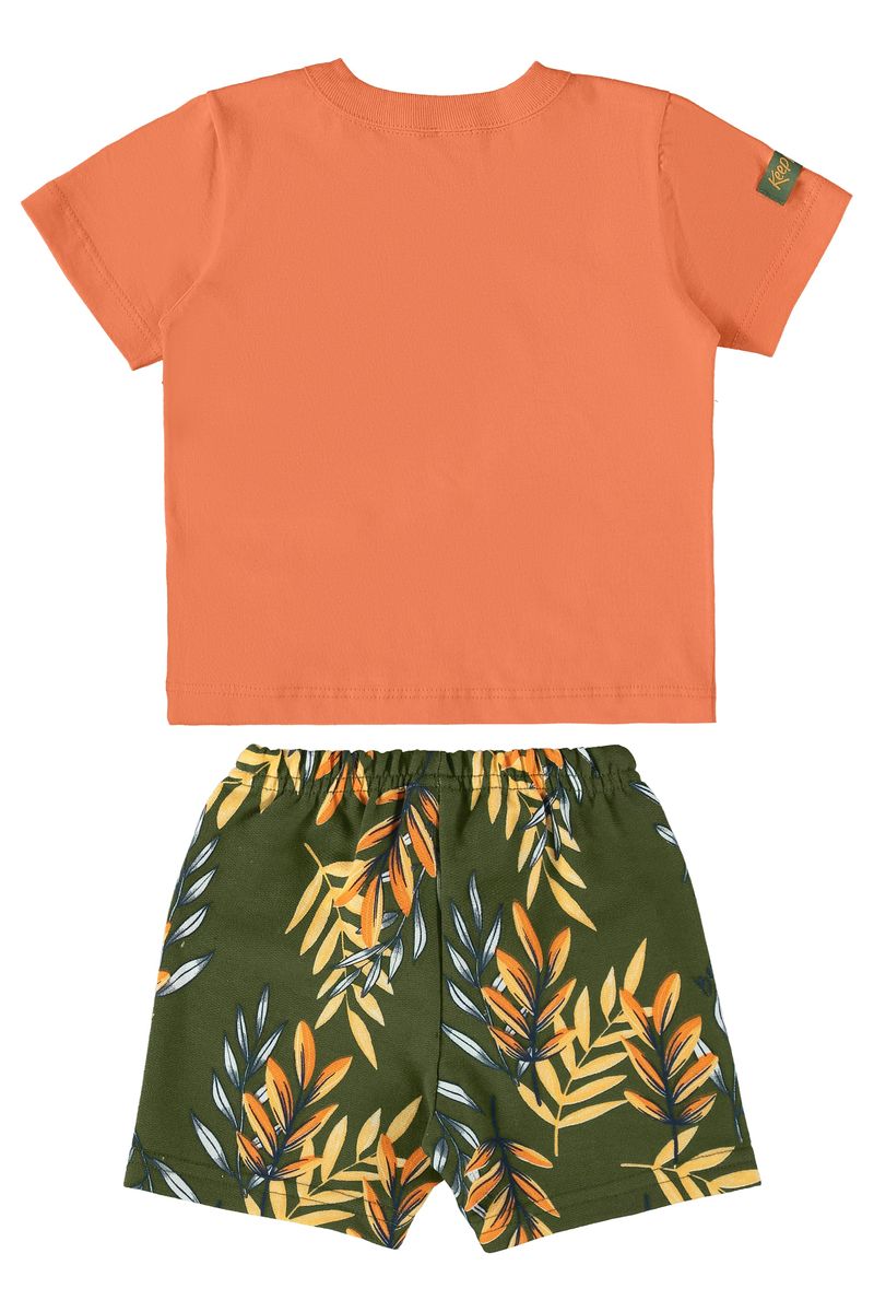 Conjunto-Camiseta-e-Bermuda-para-Bebe-Menino--Laranja--Bee-Loop