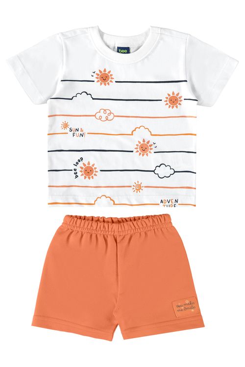 Conjunto com Camiseta e Bermuda para Bebê Menino (Branco) Bee Loop