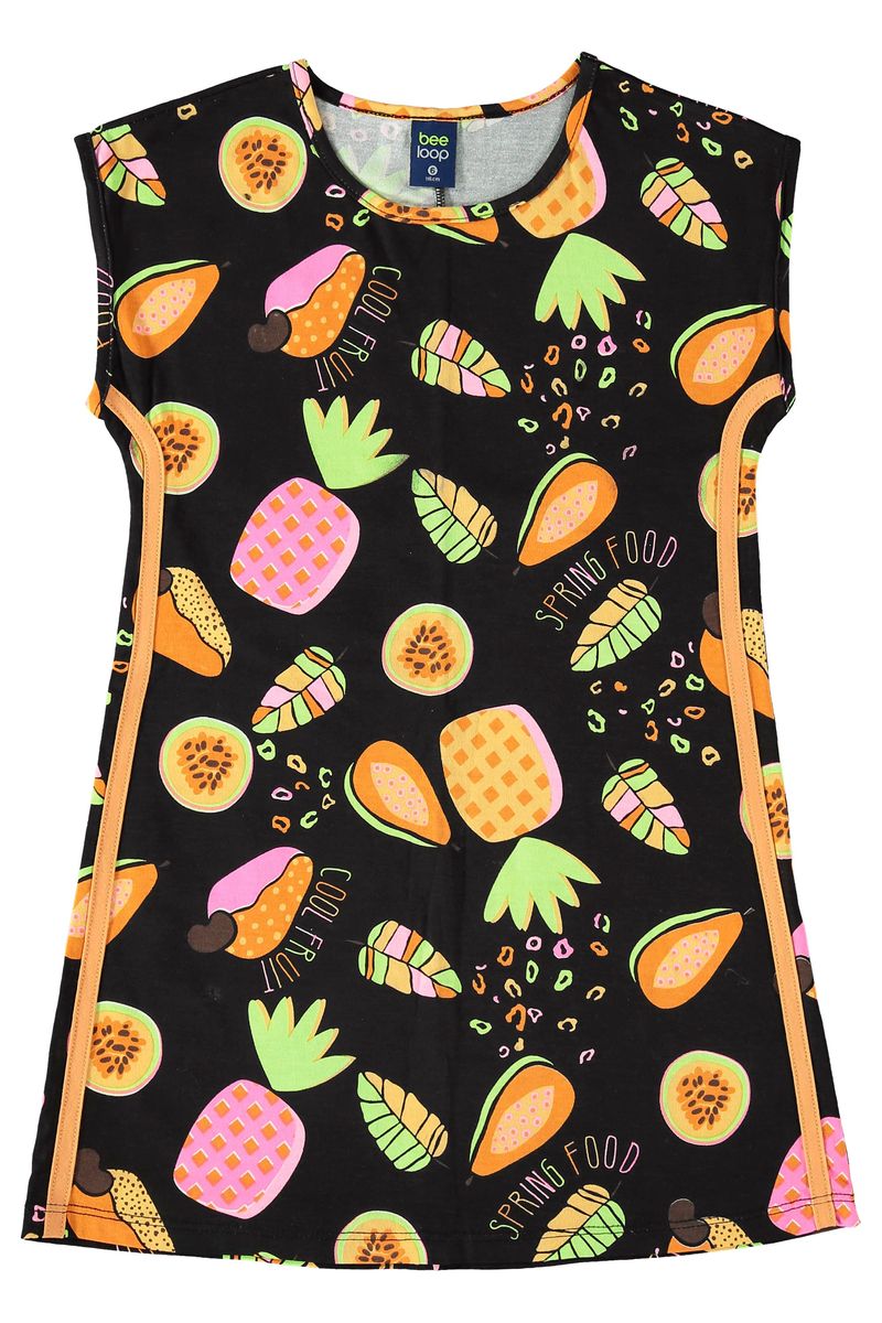 Vestido-Infantil-em-Meia-Malha--Preto--Bee-Loop