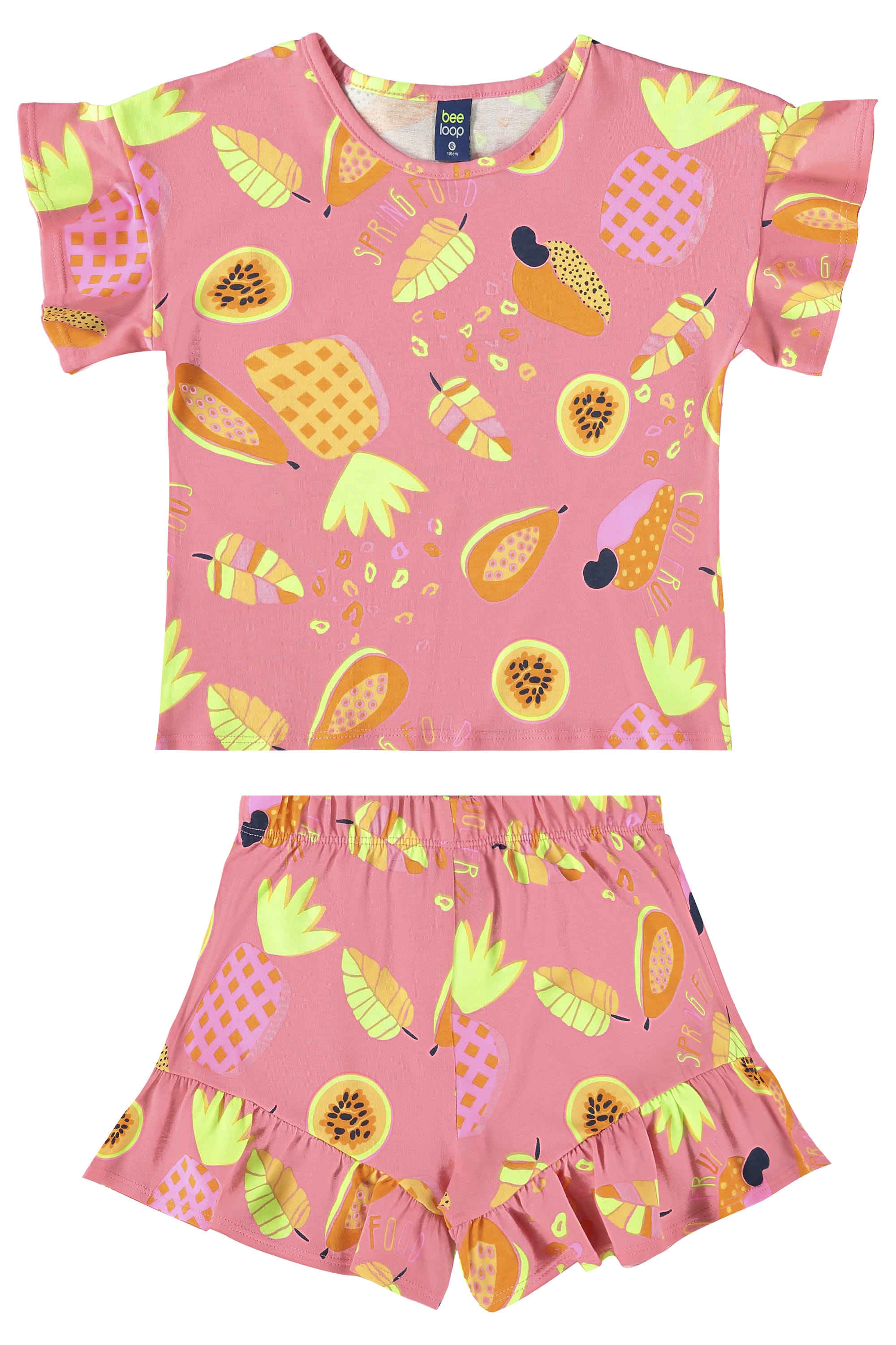 Conjunto Infantil com Blusa e Short para Menina (Rosa) Bee Loop