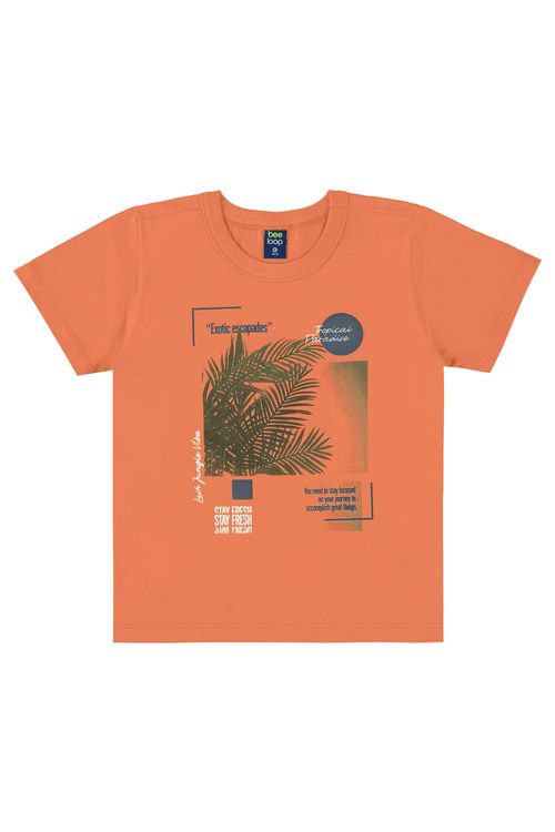 Camiseta Infantil em Meia Malha para Menino (Laranja) Bee Loop