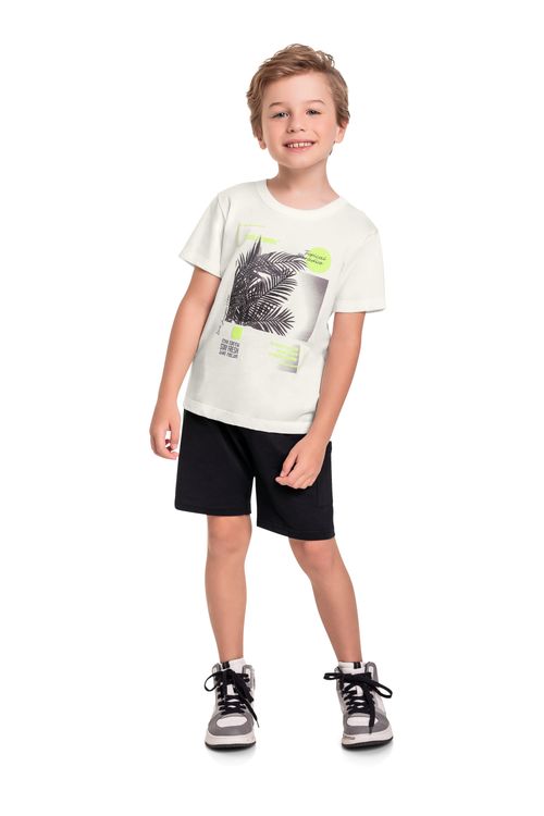 Camiseta Infantil em Meia Malha para Menino (Off White) Bee Loop