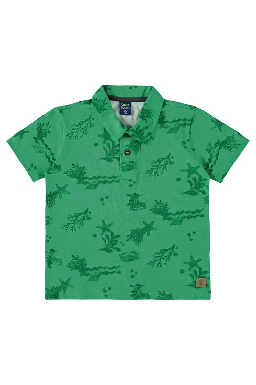 Camisa Polo Infantil em Meia Malha para Menino (Verde) Bee Loop