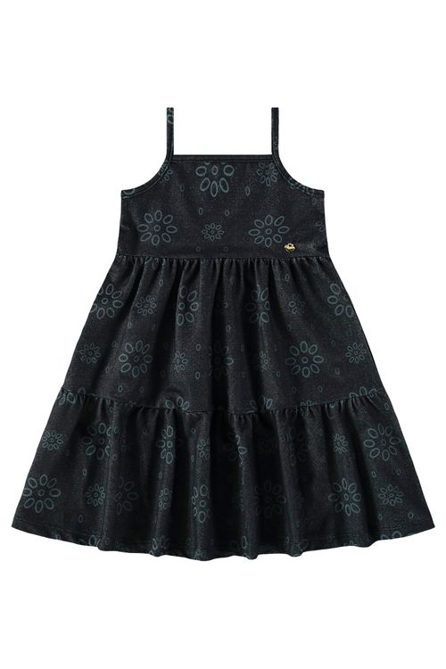 Vestido Infantil em Molecotton (Preto) Bee Loop