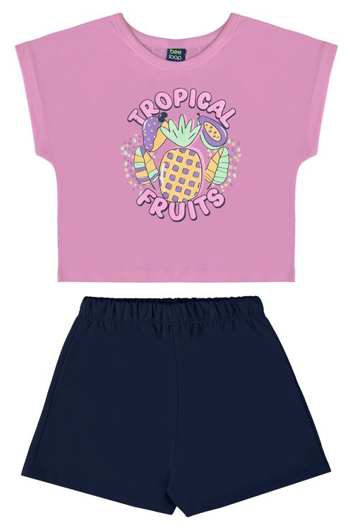 Conjunto Infantil com Blusa e Short para Menina (Roxo) Bee Loop