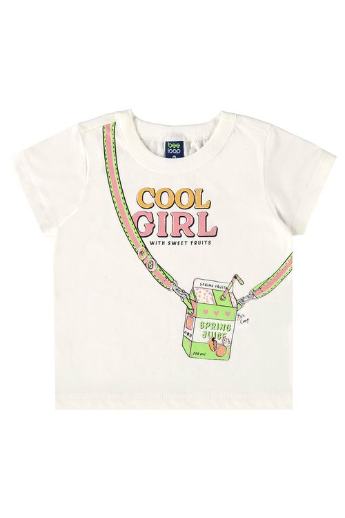 Blusa Infantil em Meia Malha para Menina (Off White) Bee Loop