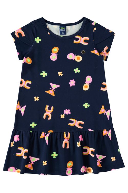 Vestido Infantil em Cotton (Azul Marinho) Bee Loop