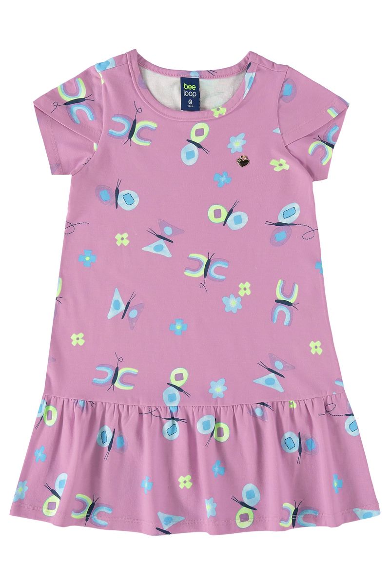 Vestido-Infantil-em-Cotton--Roxo--Bee-Loop