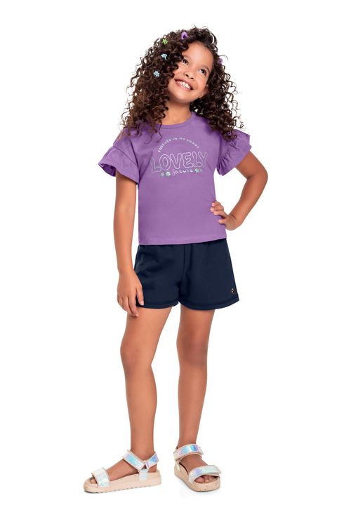 Blusa Infantil em Meia Malha para Menina (Roxo) Bee Loop