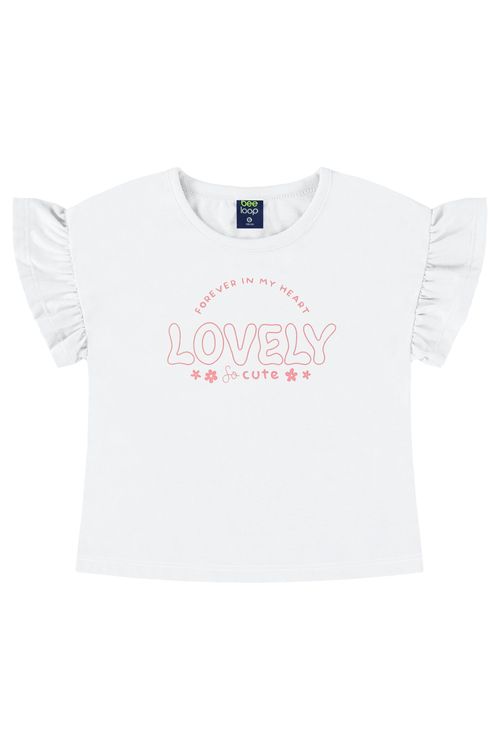 Blusa Infantil em Meia Malha para Menina (Branco) Bee Loop