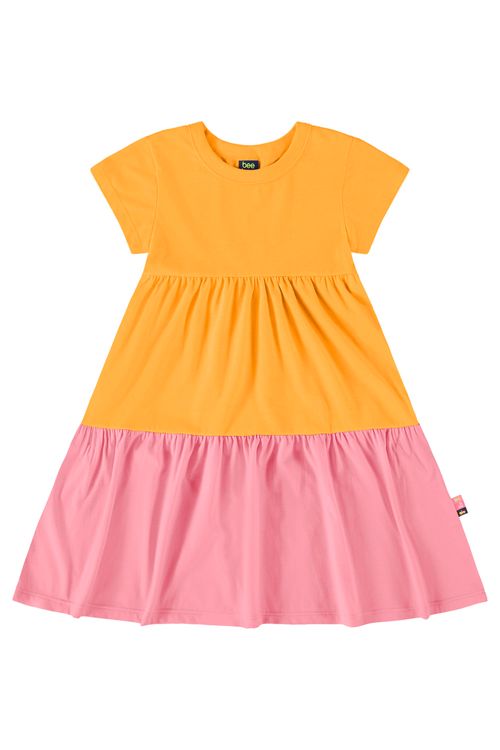 Vestido Infantil em Meia Malha (Amarelo) Bee Loop