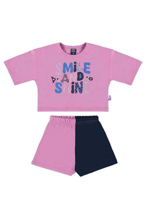 Conjunto Infantil com Blusa e Short para Menina (Roxo) Bee Loop