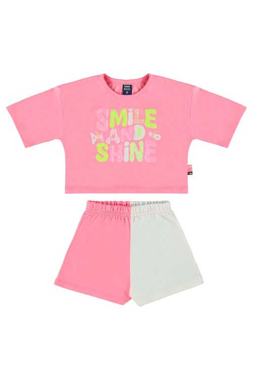 Conjunto Infantil com Blusa e Short para Menina (Rosa) Bee Loop