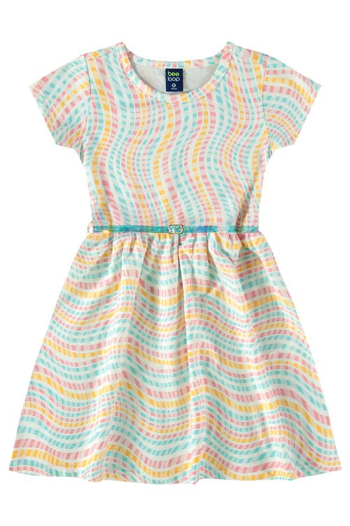 Vestido Infantil em Meia Malha (Azul) Bee Loop