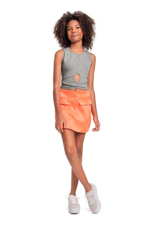 Regata Cropped em Cotton Juvenil (Prata) Gloss