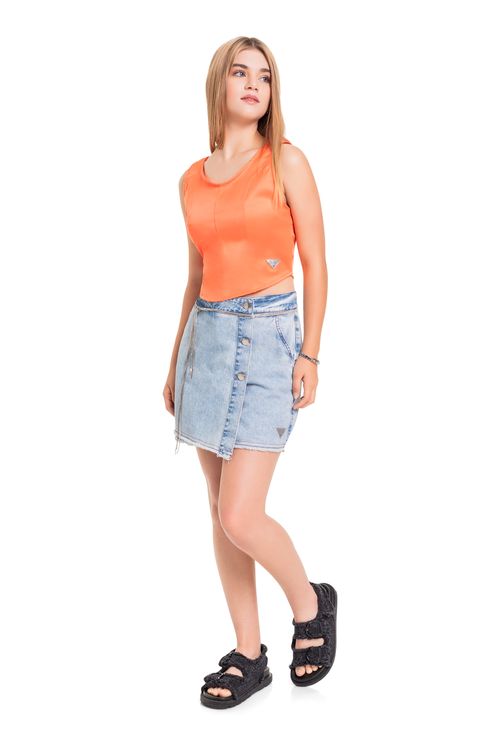 Top Cropped em Alfaiataria Juvenil (Laranja) Gloss