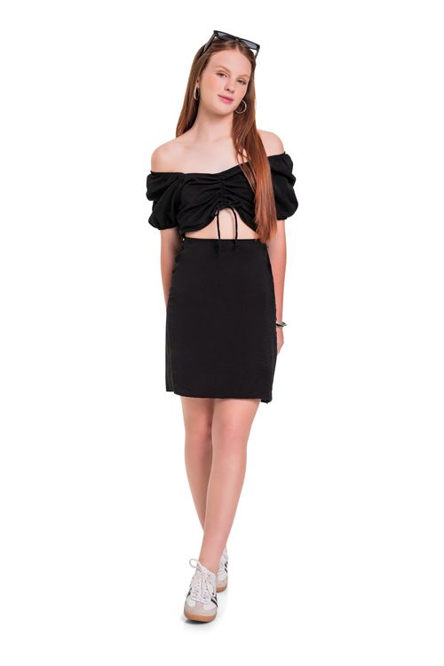 Vestido em Tecido Juvenil (Preto) Gloss