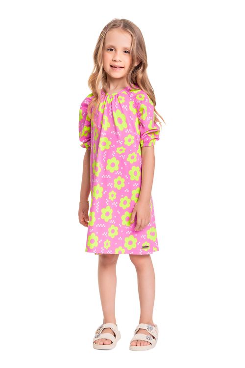 Vestido Infantil em Cotton para Menina (Rosa) Quimby