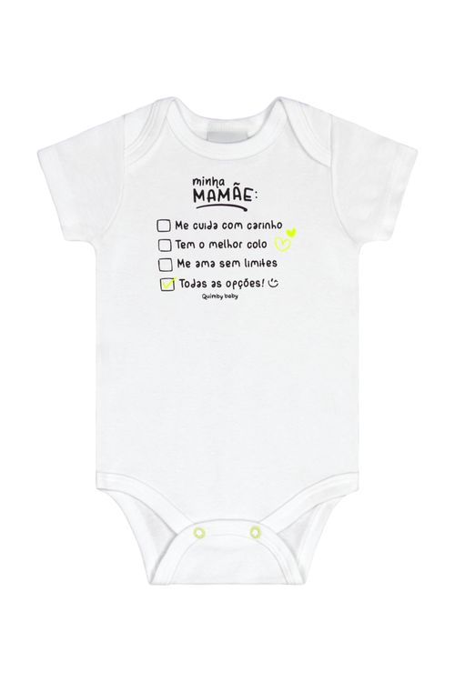 Body Unissex em Suedine para Bebê (Branco) Quimby