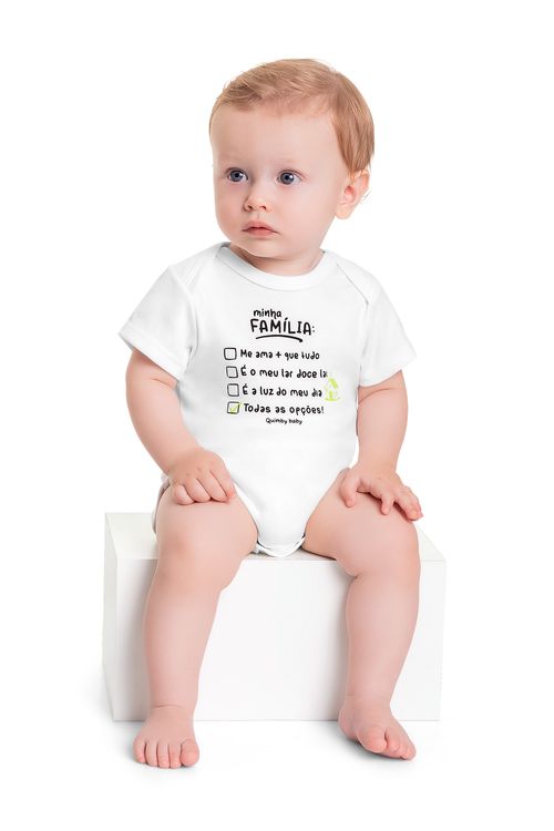 Body Unissex em Suedine para Bebê (Branco) Quimby