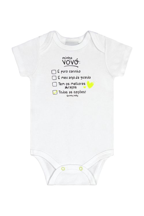 Body Unissex em Suedine para Bebê (Branco) Quimby
