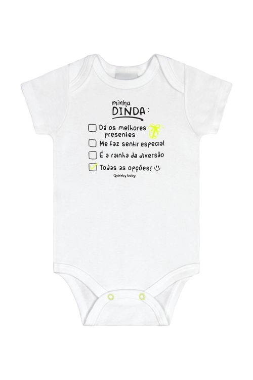 Body Unissex em Suedine para Bebê (Branco) Quimby