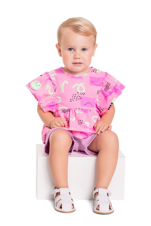 Conjunto com Bata e Short para Bebê Menina (Roxo) Quimby