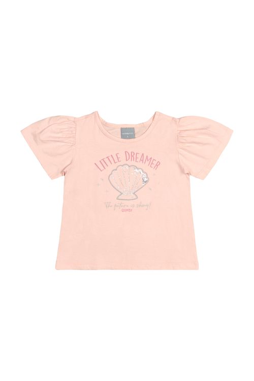 Blusa Infantil em Meia Malha para Menina (Rosa) Quimby