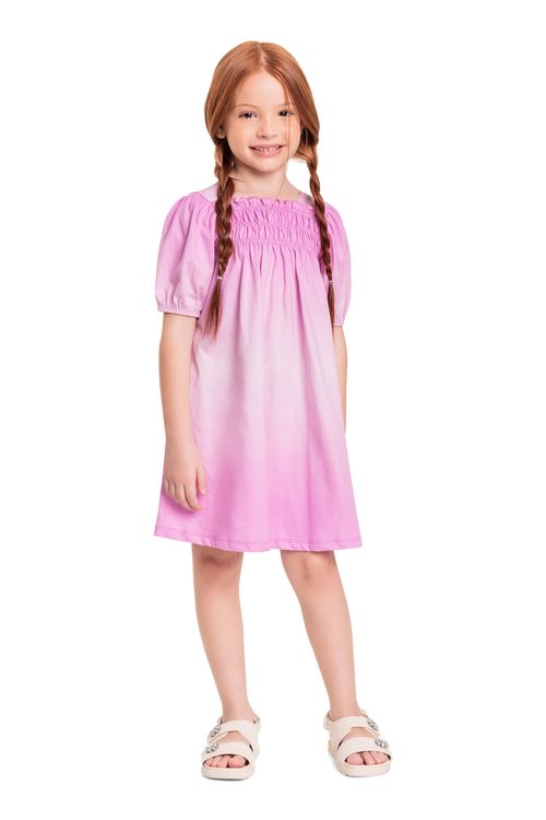 Vestido Infantil em Meia Malha com Glitter para Menina (Roxo) Quimby