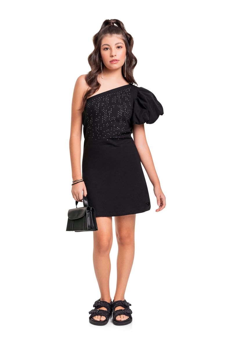 Vestido-em-Molecotton-Juvenil--Preto--Gloss