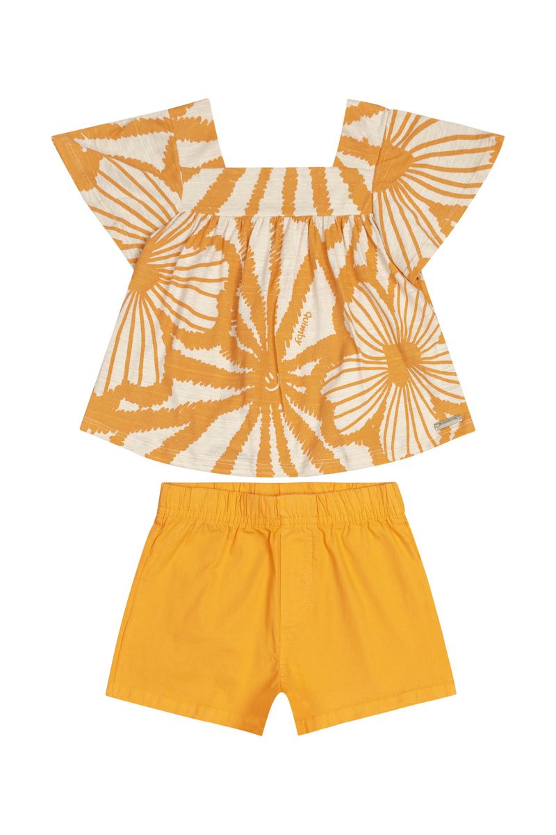 Conjunto-Infantil-com-Bata-e-Short-para-Menina--Laranja--Quimby